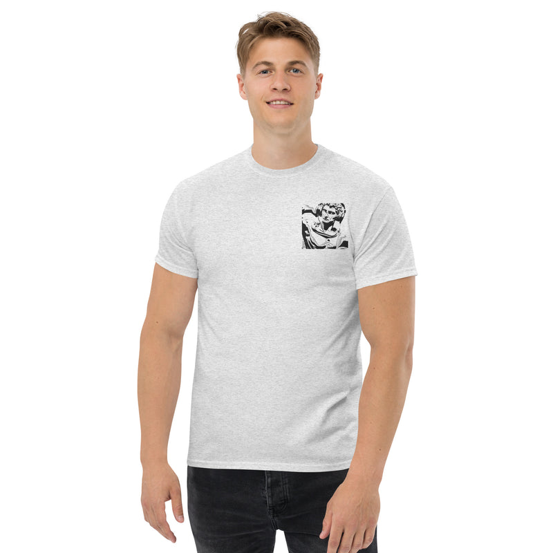 T-Shirt Bordada Cinzenta  Estátua com Fones Masculina