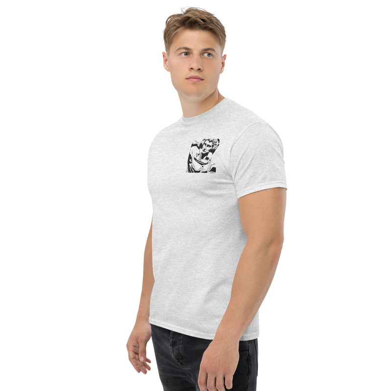 T-Shirt Bordada Cinzenta  Estátua com Fones Masculina