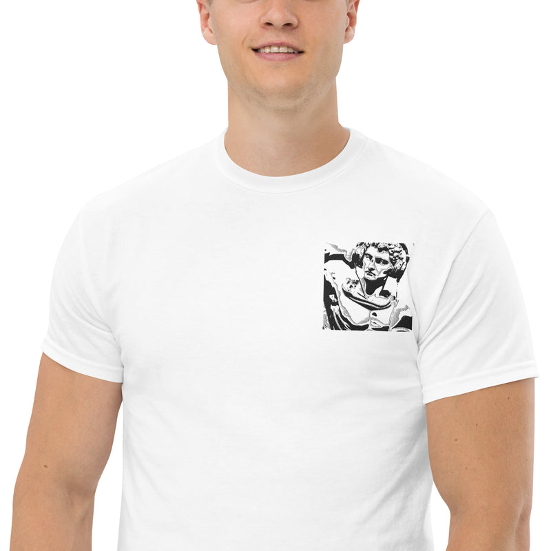 T-Shirt Bordada Cinzenta  Estátua com Fones Masculina